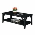 Convenience Concepts 16.5 x 23.25 x 47.25 in. Winston Coffee Table with Shelf - Black Wood 121282BL